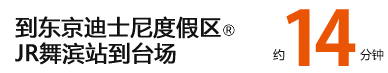 到东京迪士尼度假区®  从JR舞滨站到台场 约14分钟（在新木场换车））