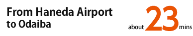 From Haneda Airport to Odaiba	approximately 22 minutes (transfer at Tennozu Isle)