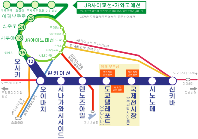 네트워크 지도 JR사이쿄선과 직통운행